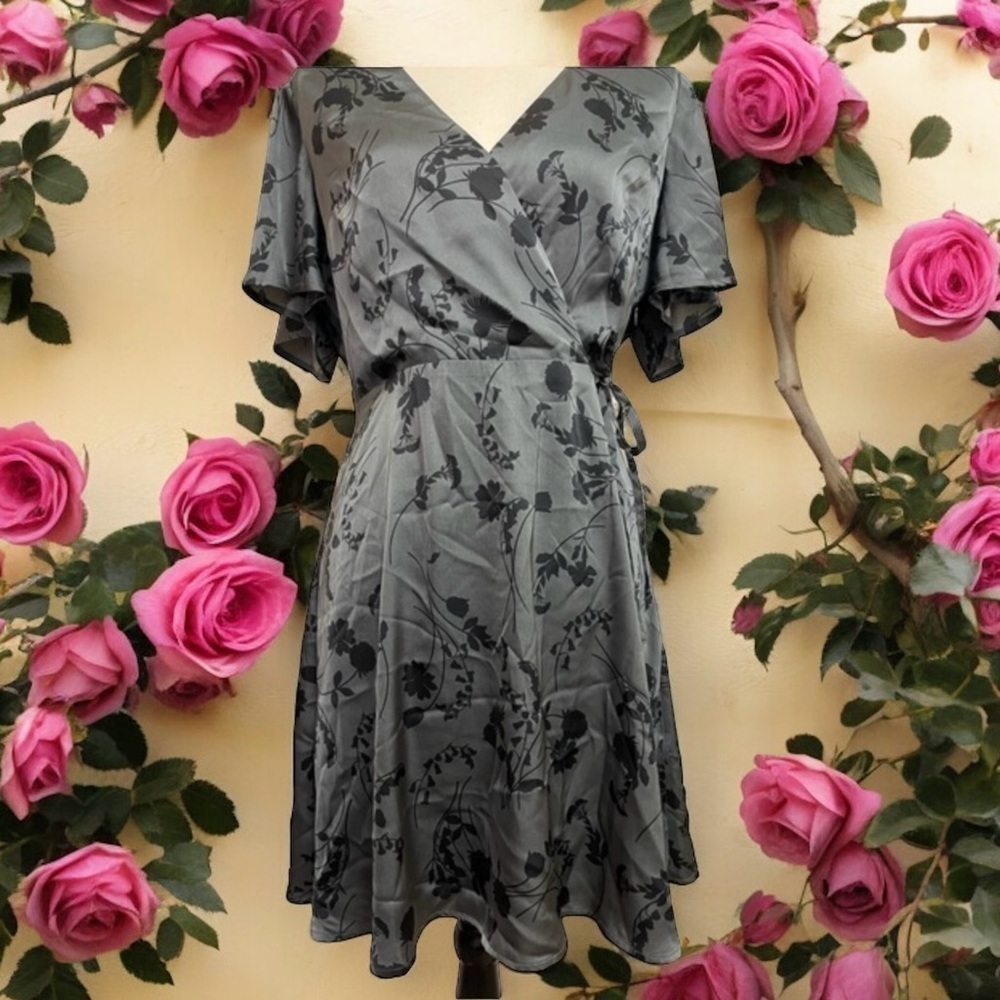 41 Hawthorne Satin Faux Wrap Dress